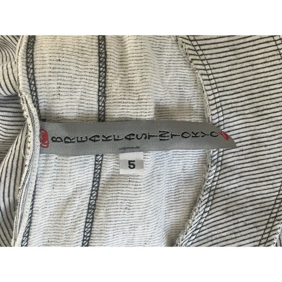 Breakfast in Tokyo Stripe Oversized Tunic Top Gray Size 5 Artsy Lagenlook USA - Picture 5 of 7